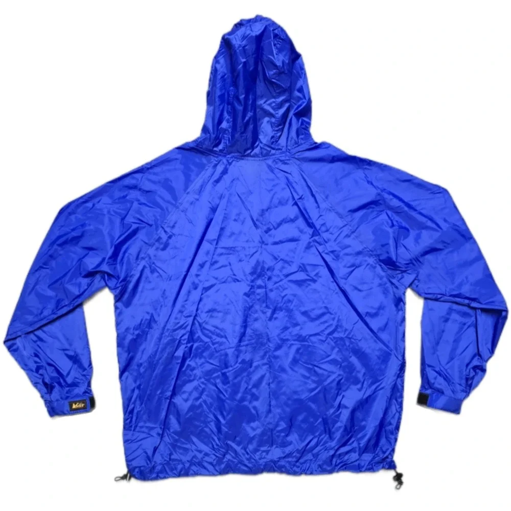 Vintage 90s REI Blue Nylon Windbreaker‎ Jacket Mens XL Hooded Full Zip Outdoor